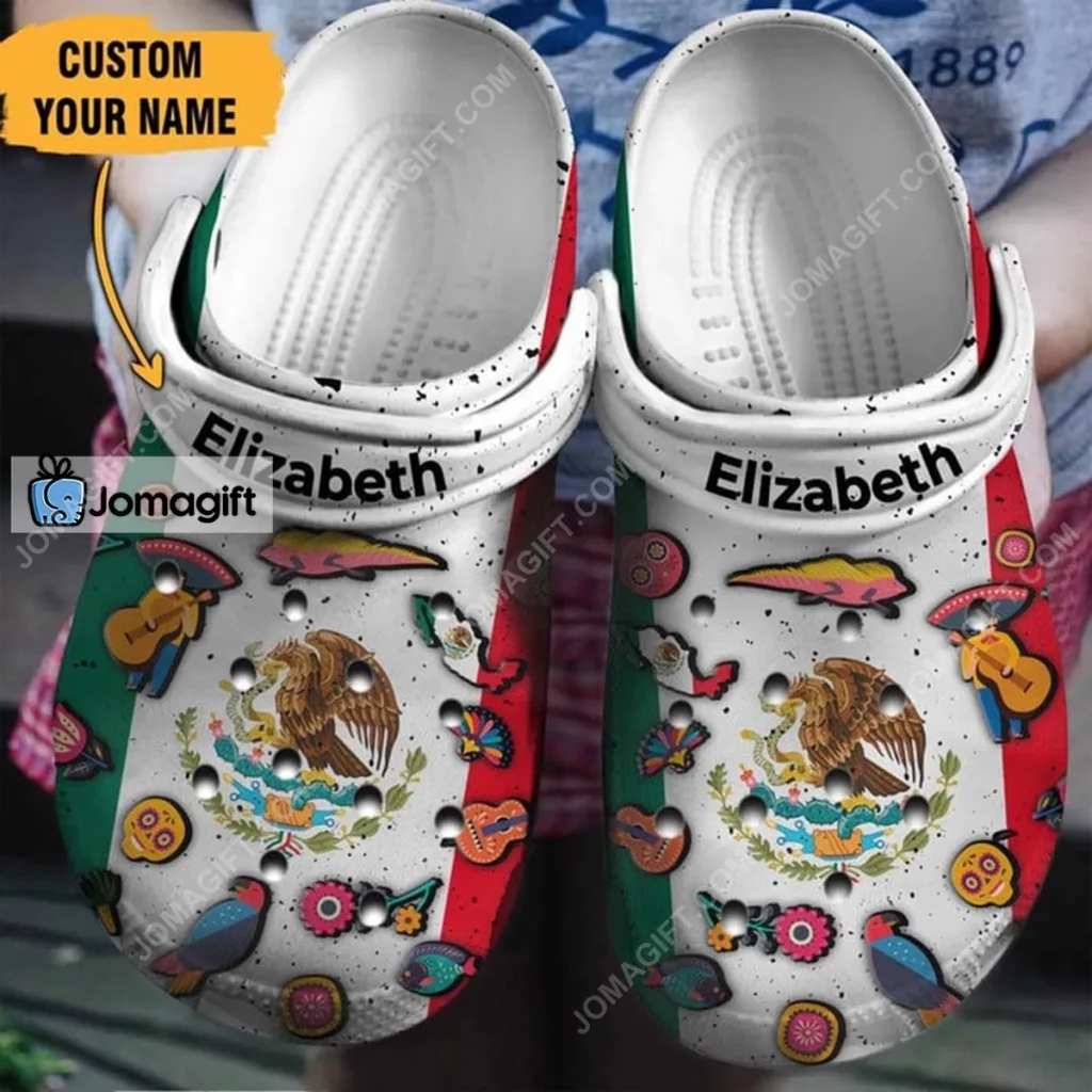 Custom name Mexico Flag Symbols Crocs Shoes Gift - Jomagift