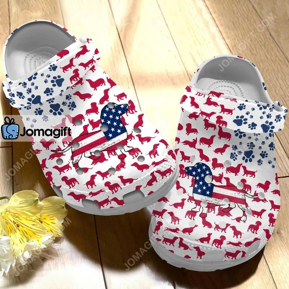 Dachshunds American Flag Crocs Clog Shoes 1