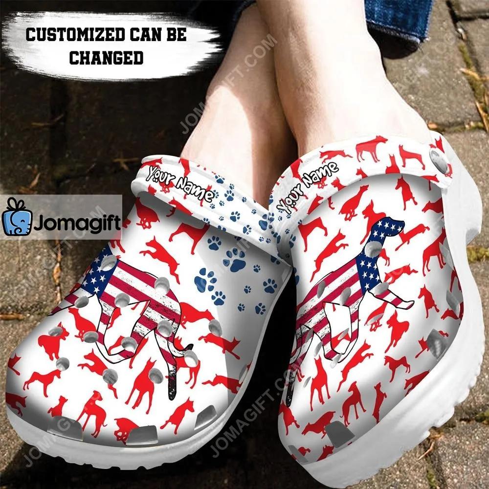 Doberman American Flag Crocs Clog Shoes 1