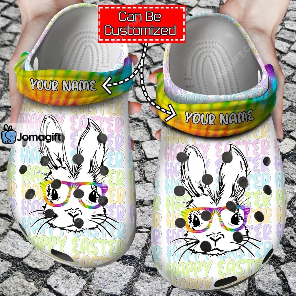 Easter Easter Bunny Glasses Tye Dye Crocs Clog Shoes 2