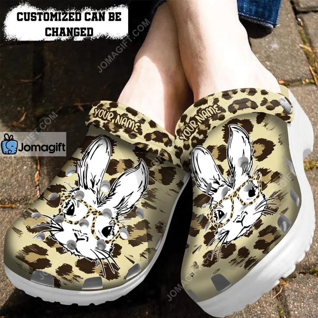 Easter Leopard Easter Bunny Glasses Crocs Clog Shoes 1