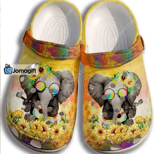 Elephant Hippie Sunflower Outdoor Colorful Crocs Shoes