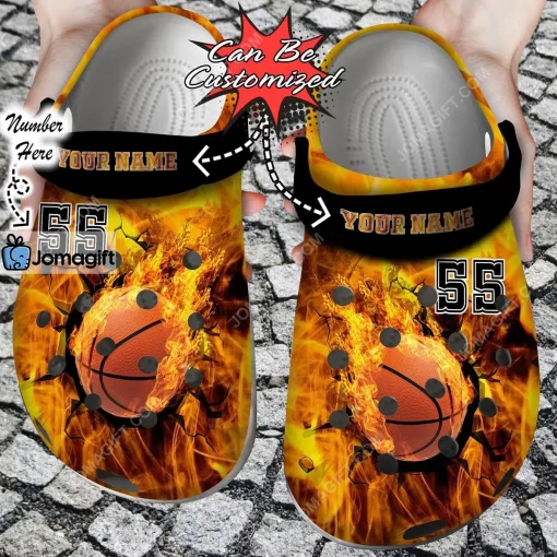 Fire Basketball Crack Ball Overlays Crocs Clog Shoes