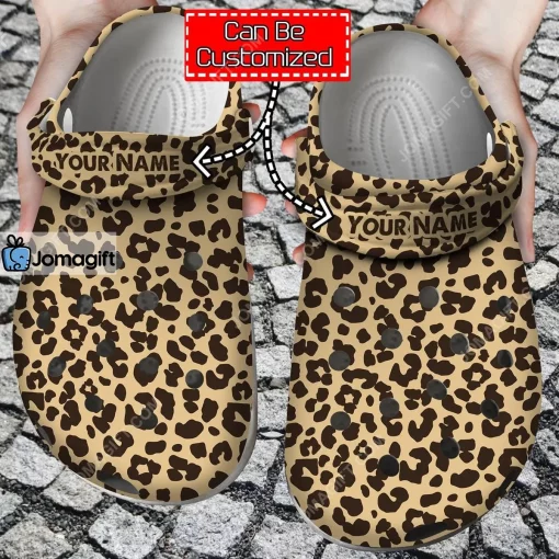 Flat Cheetah Pattern Crocs Clog Shoes