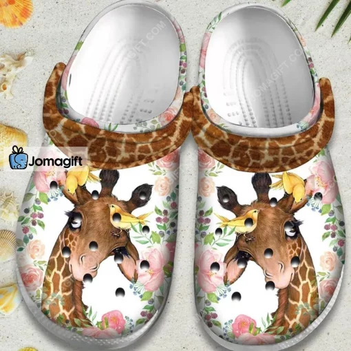 Flower Giraffe With Bird Cute Animal Crocs Shoes