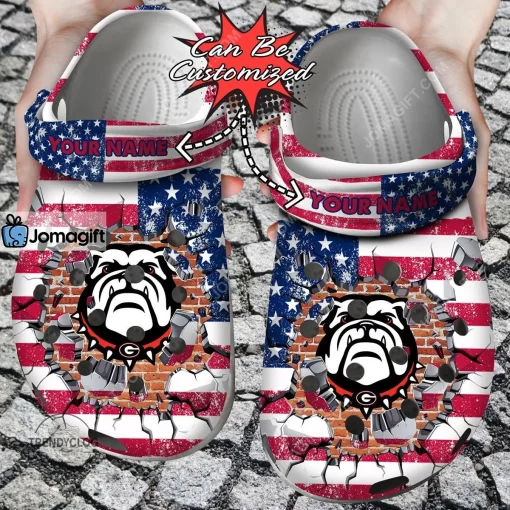 Georgia Bulldogs  American Flag New Crocs Clog Shoes