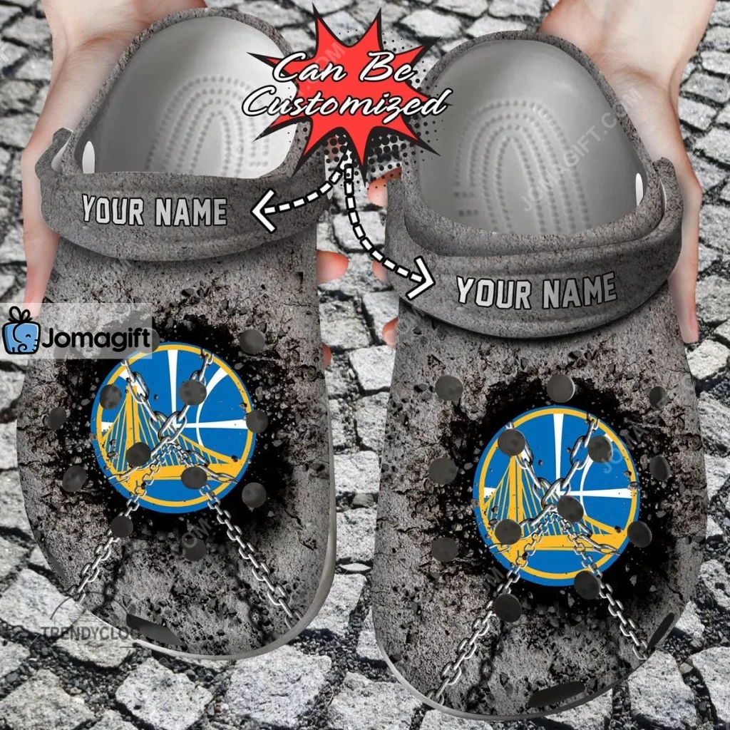 Golden State Warriors Chain Breaking Wall Crocs Clog Shoes 2