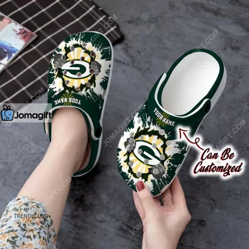 Green Bay Packers Hands Ripping Light Crocs Clog Shoes