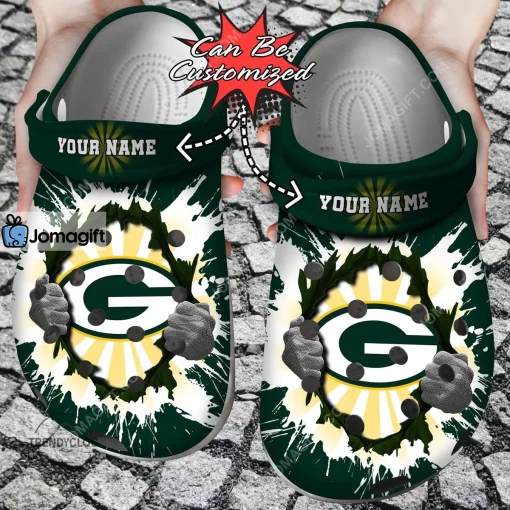 Green Bay Packers Hands Ripping Light Crocs Clog Shoes