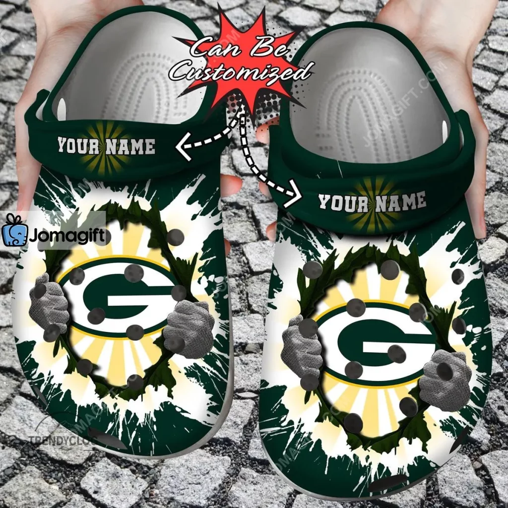 Green Bay Packers Hands Ripping Light Crocs Clog Shoes - Jomagift