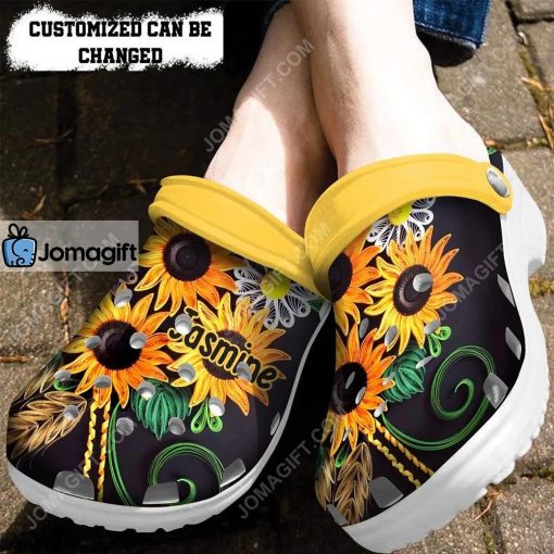 Hippie Sunflower Art Crocs Clog Shoes