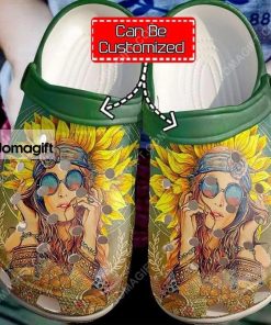 Hippie Sunflower Girl Crocs Clog Shoes 1