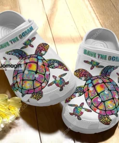 Hippie Trippy Turtle Girl Save The Ocean Crocs Shoes