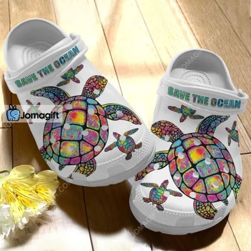 Hippie Trippy Turtle Girl Save The Ocean Crocs Shoes
