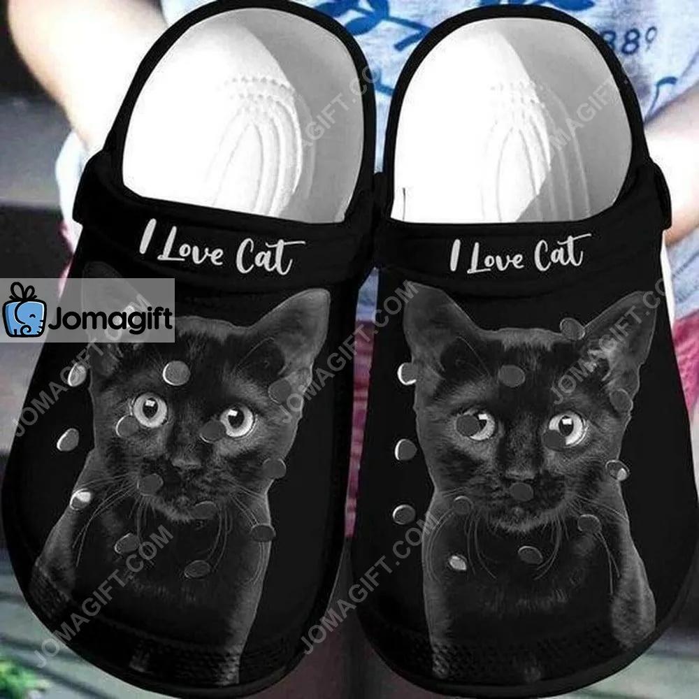 I Love Black Cat Crocs Clog Shoes - Jomagift