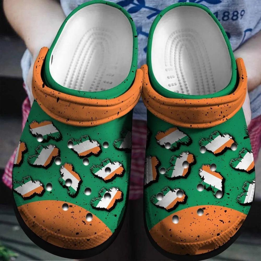 Ireland Flag In Map Crocs Clog Shoes 1