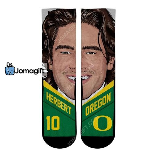 Justin Herbert Oregon Ducks College Game Face Socks