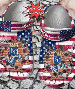 Kansas City Royals American Flag Breaking Wall Crocs Clog Shoes