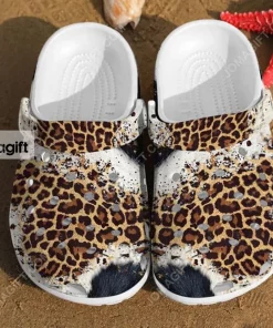 Leopard Black White Fur Cheetah Crocs Shoes