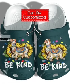 Llama Sunflower Be Kind Autism Awareness Gifts Crocs Clog Shoes