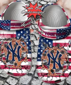NY Yankees American Flag Breaking Wall Crocs Clog Shoes 2