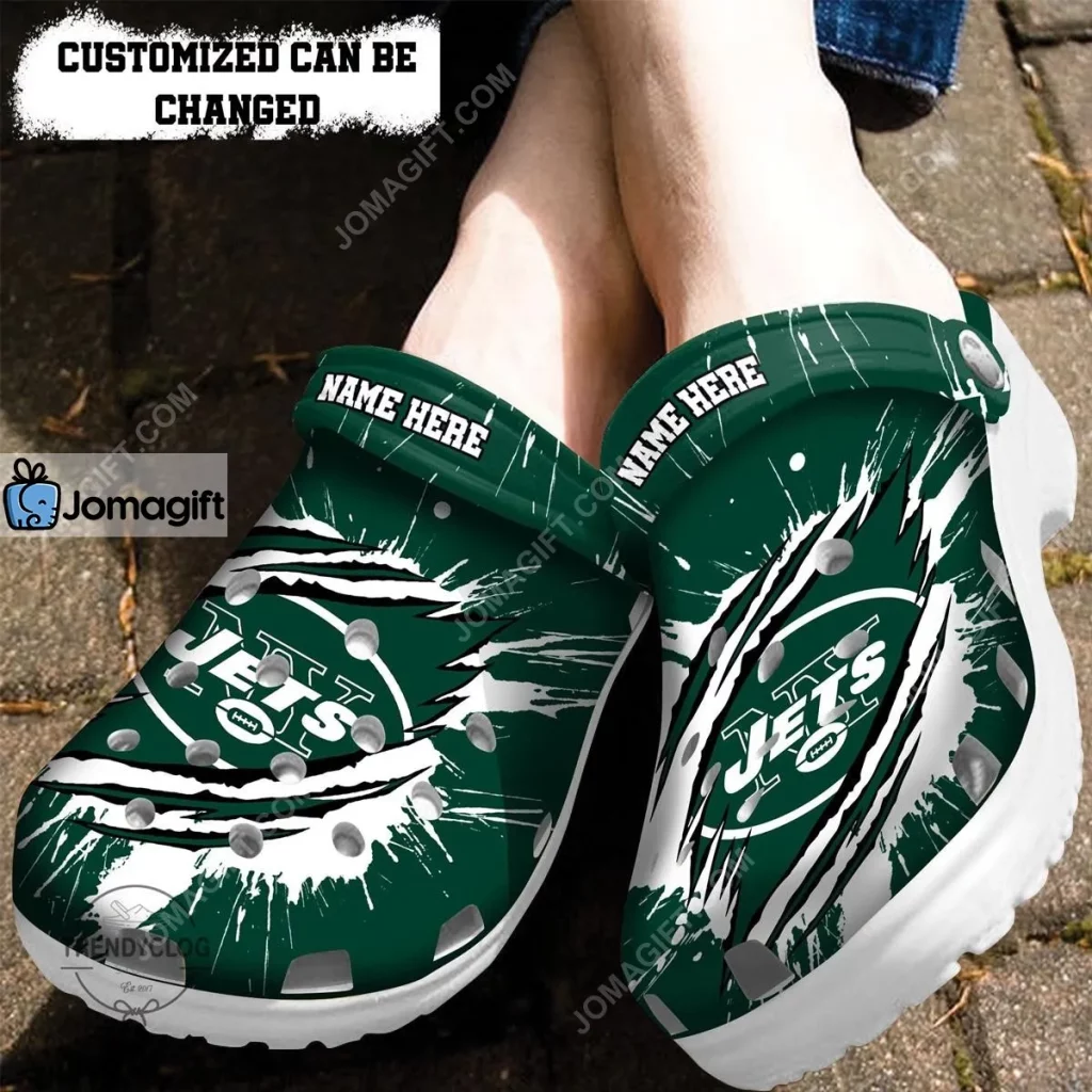 New York Jets Football Ripped Claw Crocs Clog Shoes 1