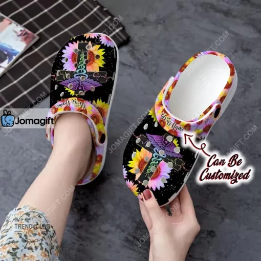 Nurse Caduceus Sunflower Crocs Clog Shoes