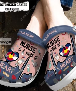 Nurse Is A Work Of Heart Crocs Clog Shoes With Your Name