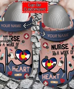 Nurse Is A Work Of Heart Crocs Clog Shoes With Your Name