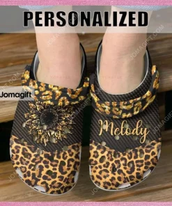 Personalized Cheetah Sunflower Crocs Shoes