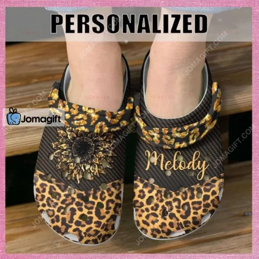 Personalized Cheetah Sunflower Crocs Shoes