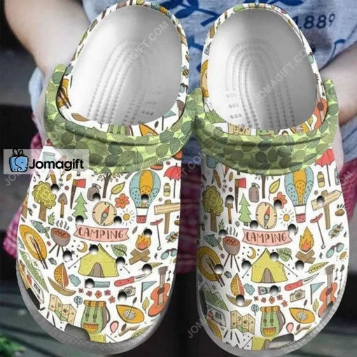 Personalized Colorful Camper Van Camping Camo Crocs Shoes