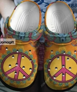 Personalized Hippie Peace Orange Theme Mandala Crocs Shoes