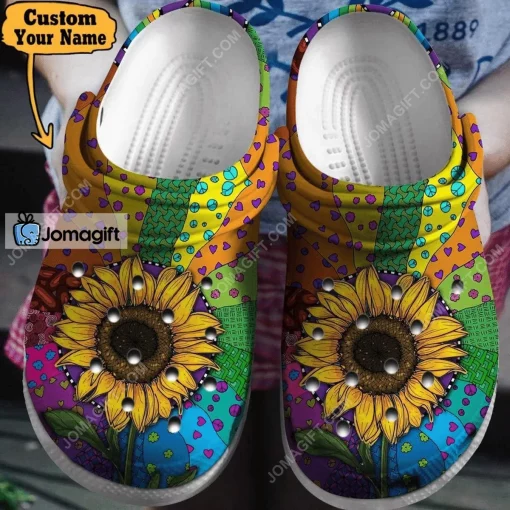 Personalized Hippie Sunflower Hippie Colorful Crocs Shoes