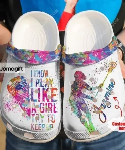 Personalized Lacrosse Try To Keep Up Crocs Shoes
