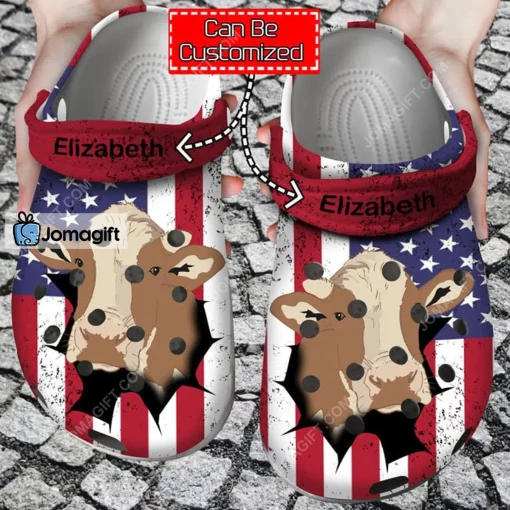 Personalized Patriotic Cow Inside Me Crocs Shoes