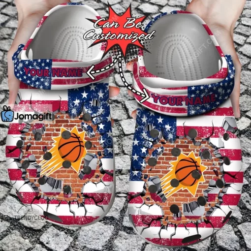 Phoenix Suns American Flag Breaking Wall Crocs Clog Shoes