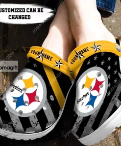 Pittsburgh Steelers American Flag Crocs Clog Shoes 1
