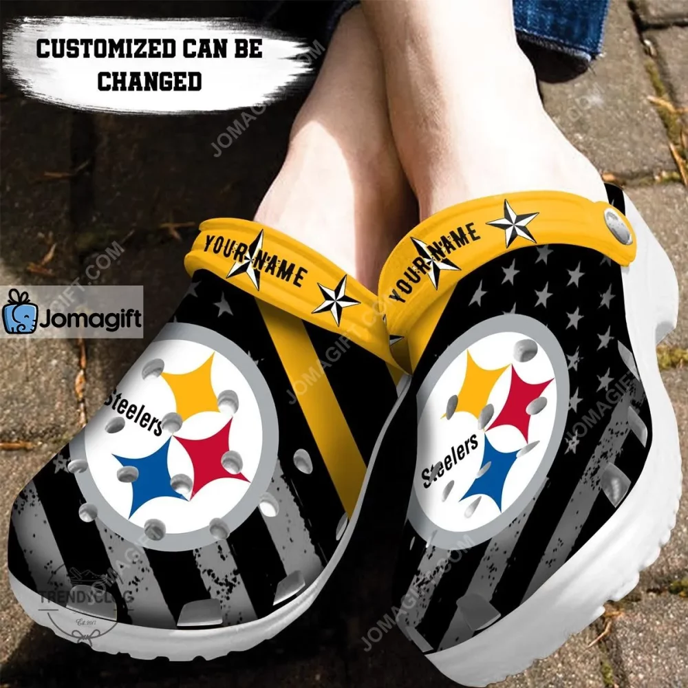 Pittsburgh Steelers American Flag Crocs Clog Shoes 1