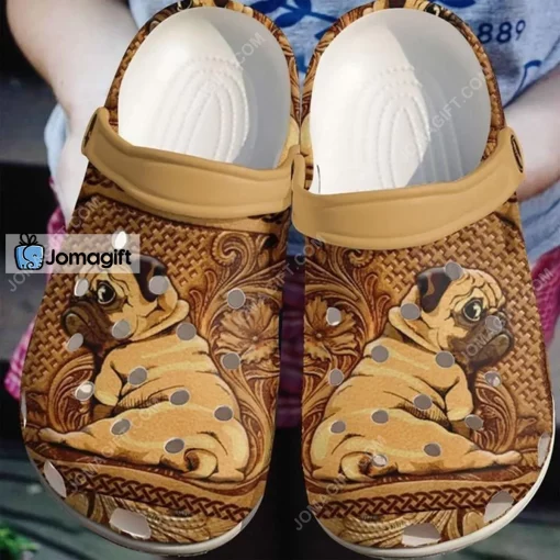 Pug Wooden Crocs Shoes