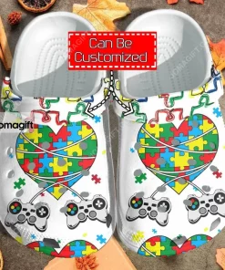 Puzzle Heart Autism Gamer Crocs Clog Shoes