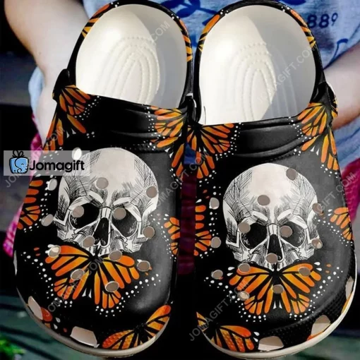Skull And Monarch Crocs Shoes