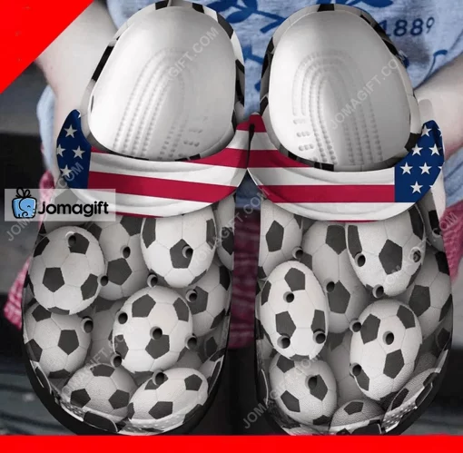 Soccer Pattern American Flag Crocs Shoes