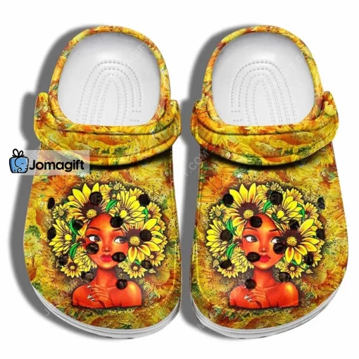 Sunflower Black Girl Hair Flower Crocs Shoes