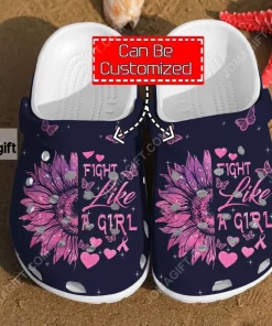 Sunflower Fight Like A Girl Sunflower Cancer Breast Unisex Crocs Clog Shoes 1