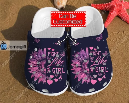 Sunflower Fight Like A Girl Sunflower Cancer Breast Unisex Crocs Clog Shoes