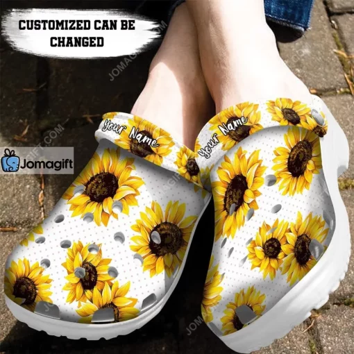 Sunflower Polka Dots Pattern Crocs Clog Shoes