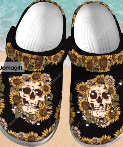 Sunflower Skull Crocs Shoes