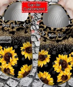 Sunflower Sunflowers Glitter Leopard Crocs Clog Shoes 2
