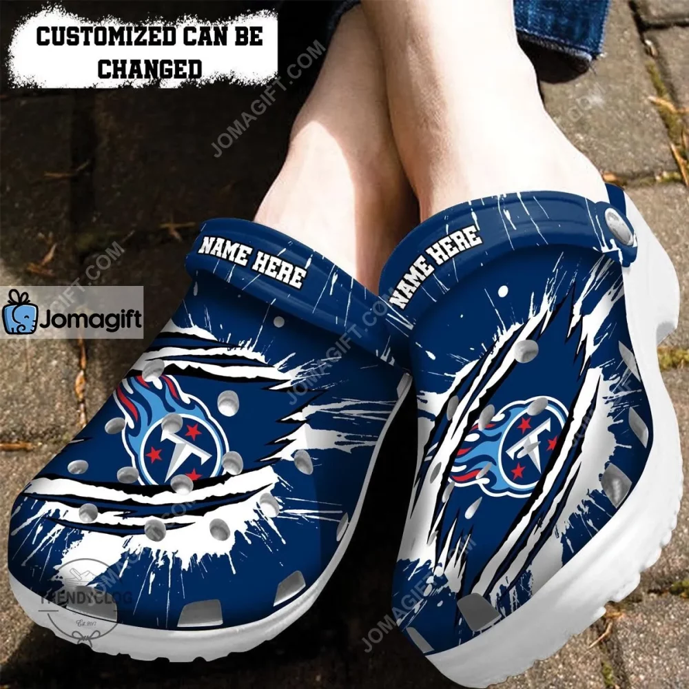 Tennessee Titans Football Ripped Claw Crocs Clog Shoes 1
